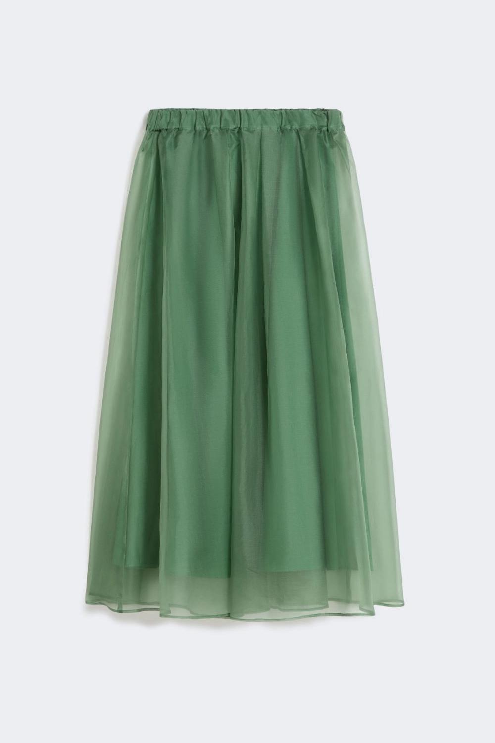 Gonna a pieghe in organza di seta WKDVISINO 063VERDE Max Mara Weekend 