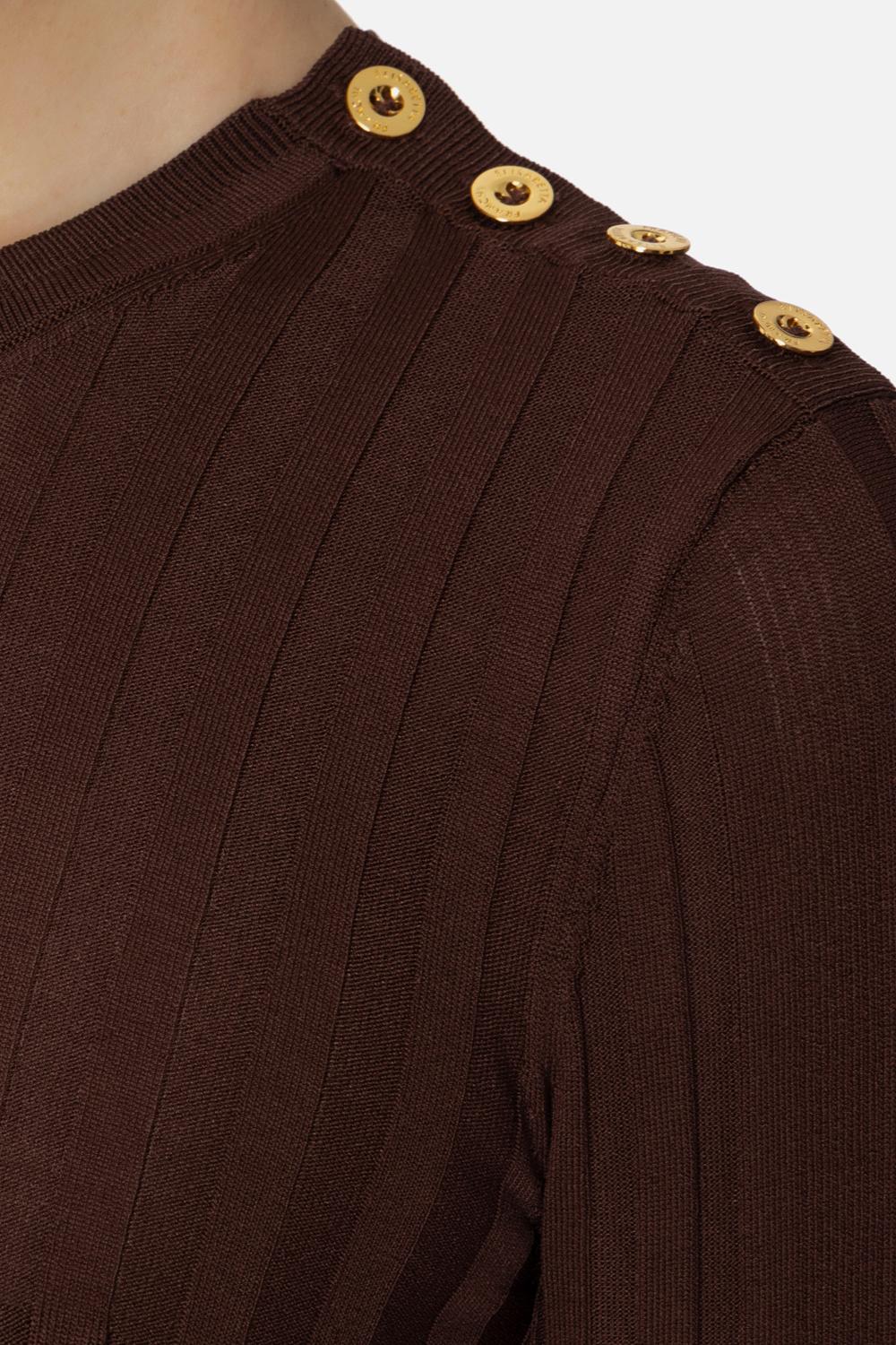 Maglia in cotone con trasparenze e bottoni dorati<BR/> MK42S 51E2644 Elisabetta Franchi 
