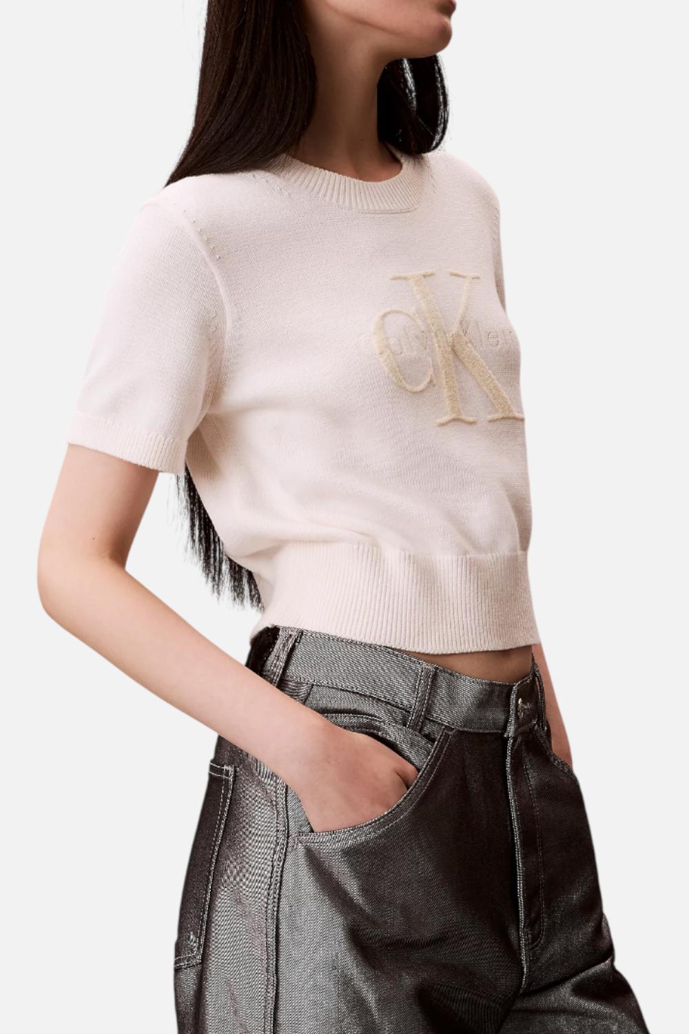 T-shirt Donna Calvin Klein con Grafica Monologo e Design Minimal LV044E306G /YBH Calvin Klein 