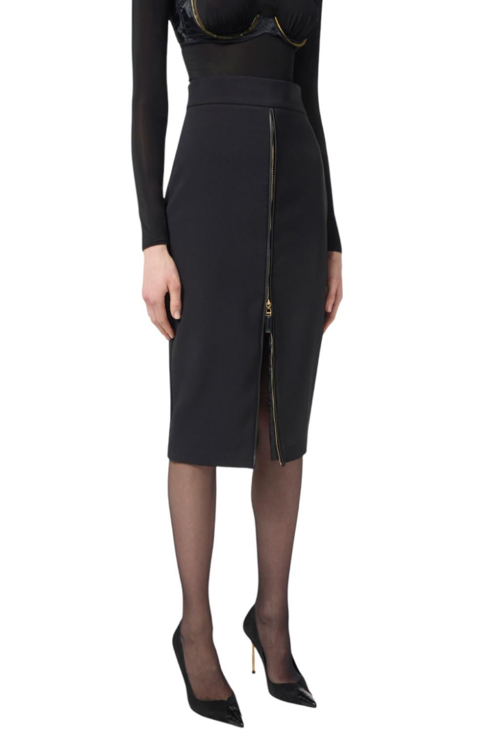 Gonna in crêpe leggero con zip<BR/> GO134 56E2110 Elisabetta Franchi 