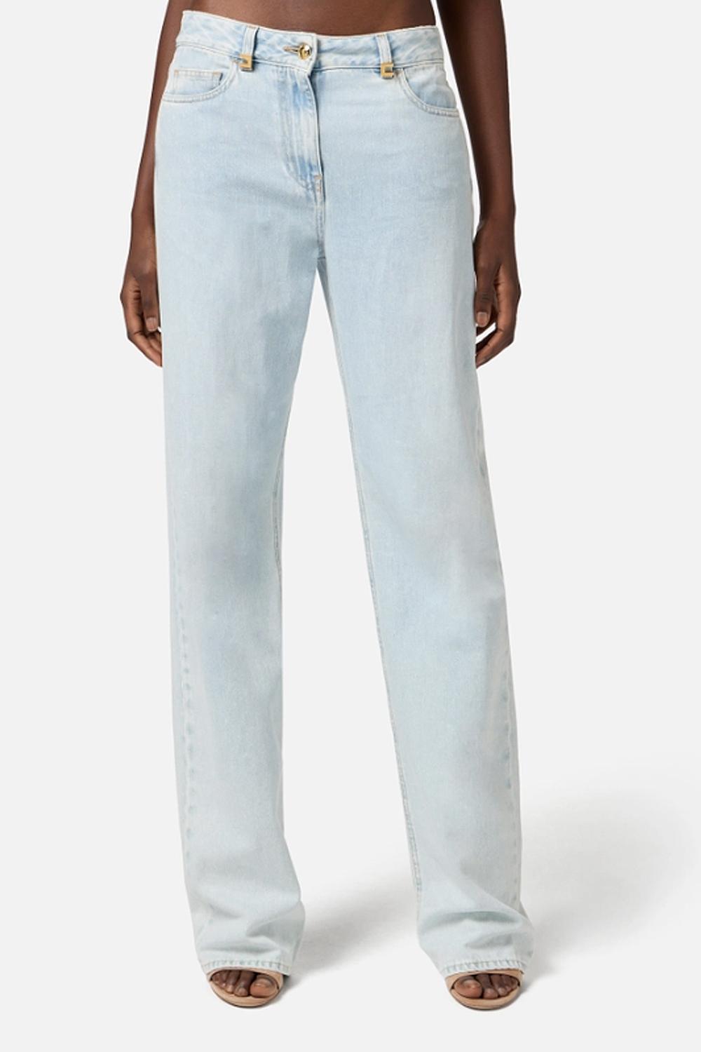 Jeans a palazzo con dettagli logo<BR/> PJ94I 51E2192 Elisabetta Franchi 