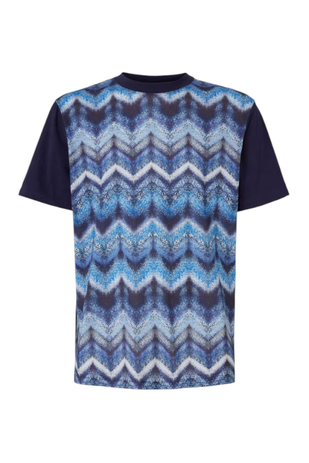T-shirt girocollo in cotone stampa zig zag effetto aerografo<BR/> US25SL0E BJ00MYS72JQ Missoni 