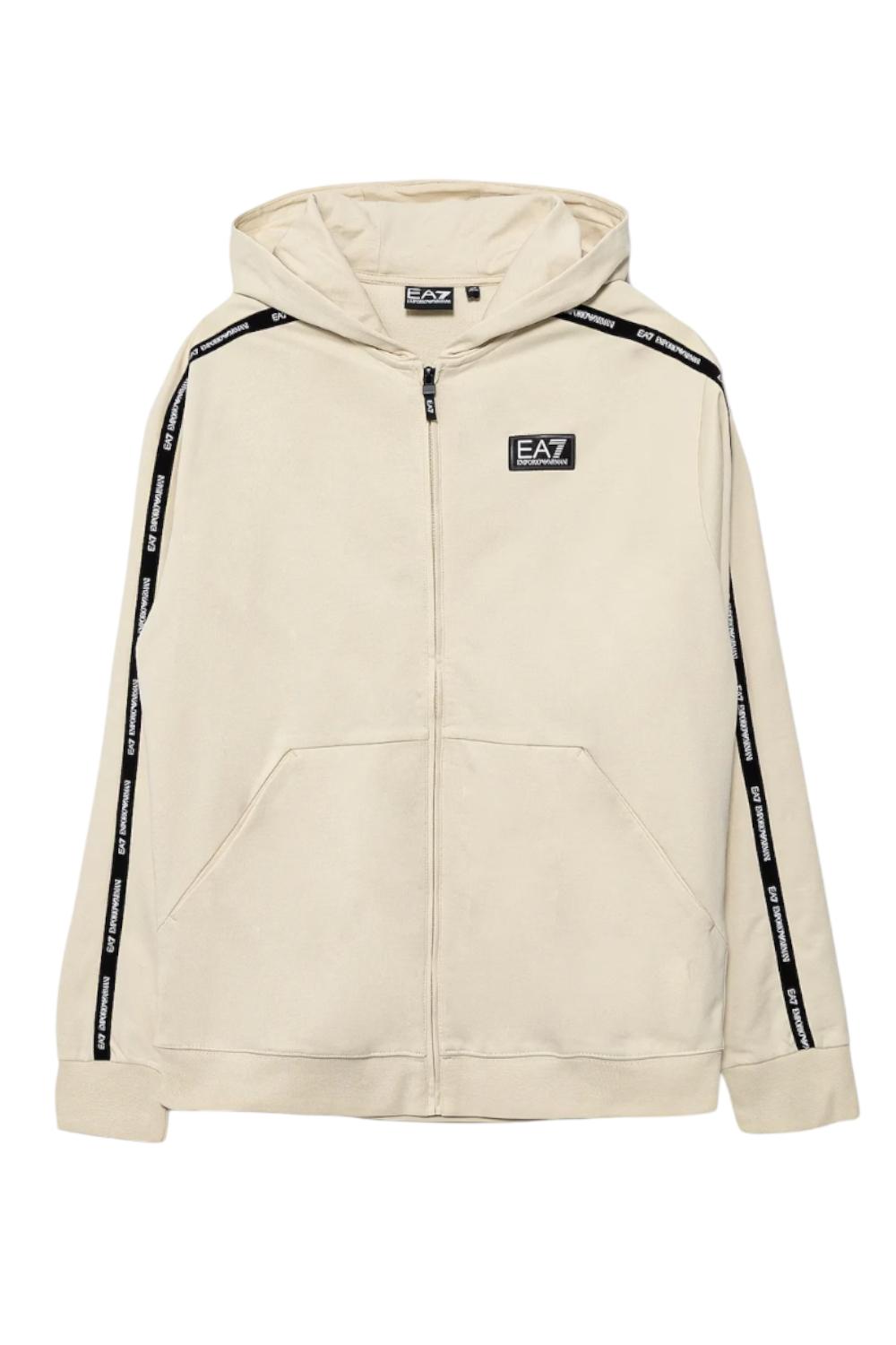 felpa in jersey di cotone con bande tape serie tape train logo series 7M001038 AF10380U1079 EA7 Emporio Armani 