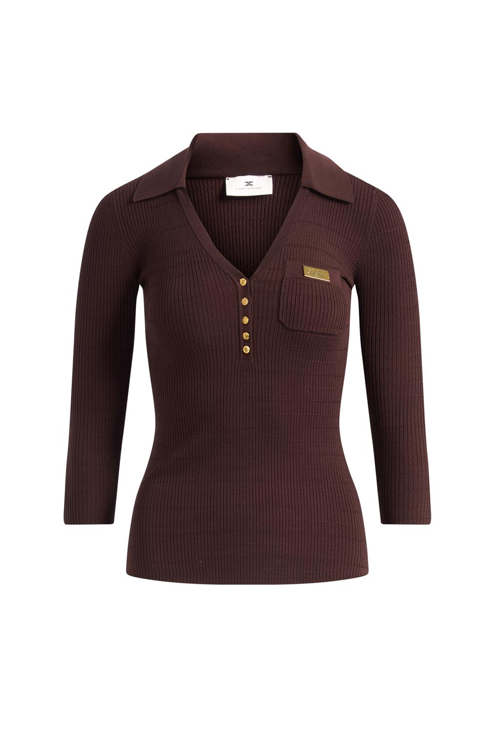 Polo in maglia con maniche 3/4 MK86B 61E2644 Elisabetta Franchi 