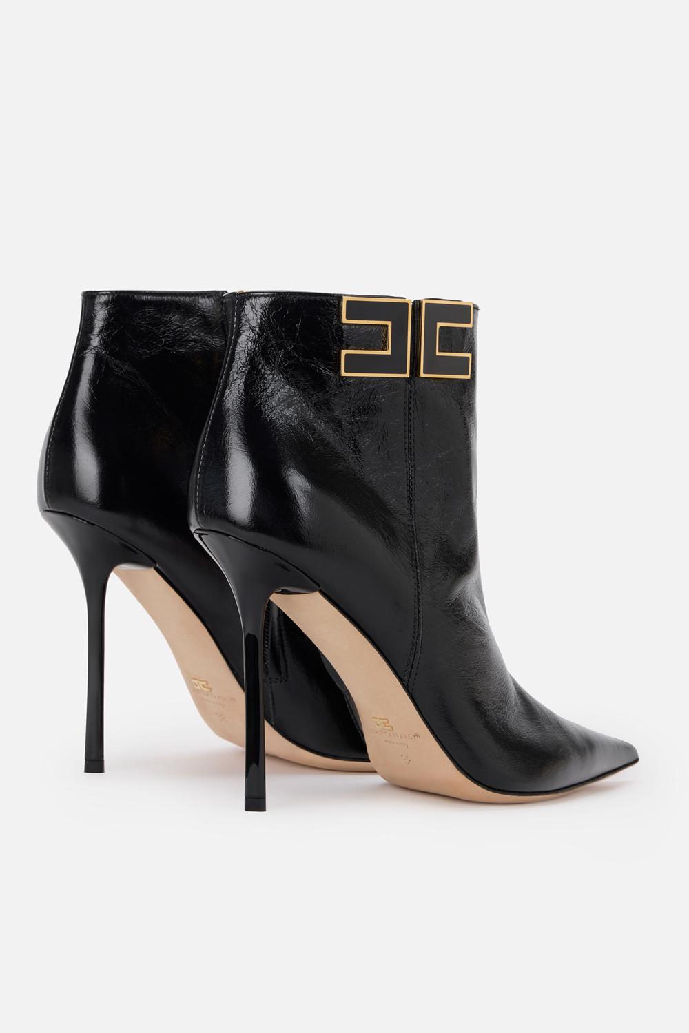 Stivaletti in pelle con dettaglio logo SA91B 57E2110 Elisabetta Franchi 