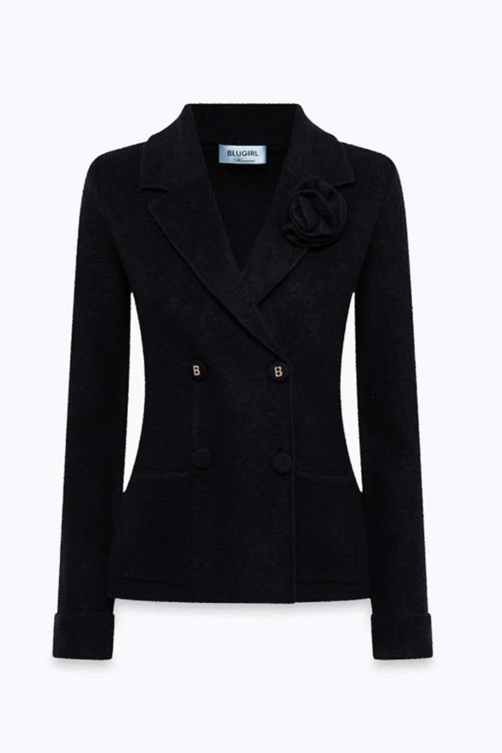 GIACCA IN MAGLIA JACQUARD CON SPILLA RIMOVIBILE RF5058 MA07RC3856 Blugirl 