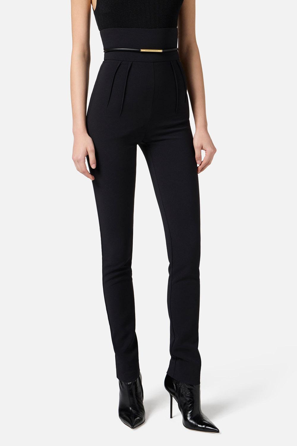 Pantaloni in crêpe leggero con cintura PA134 57E2110 Elisabetta Franchi 