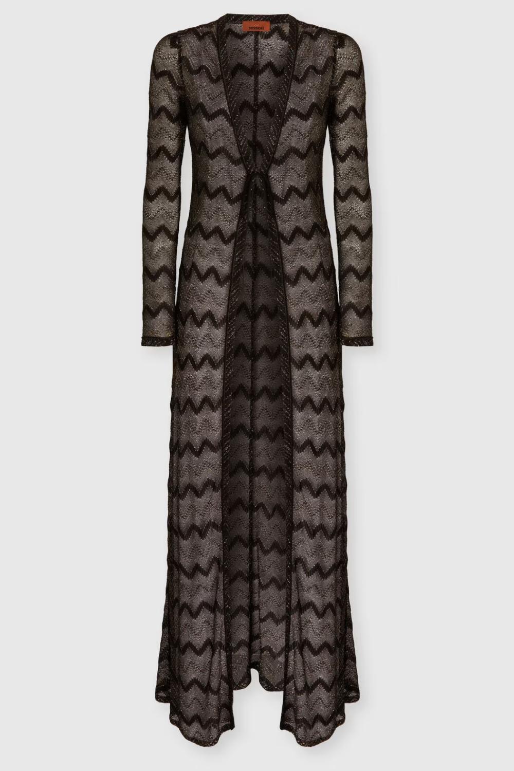 Cardigan lungo in viscosa zig zag lamé<BR/> MC25SQ00 BR00ZXS91N1 Missoni 
