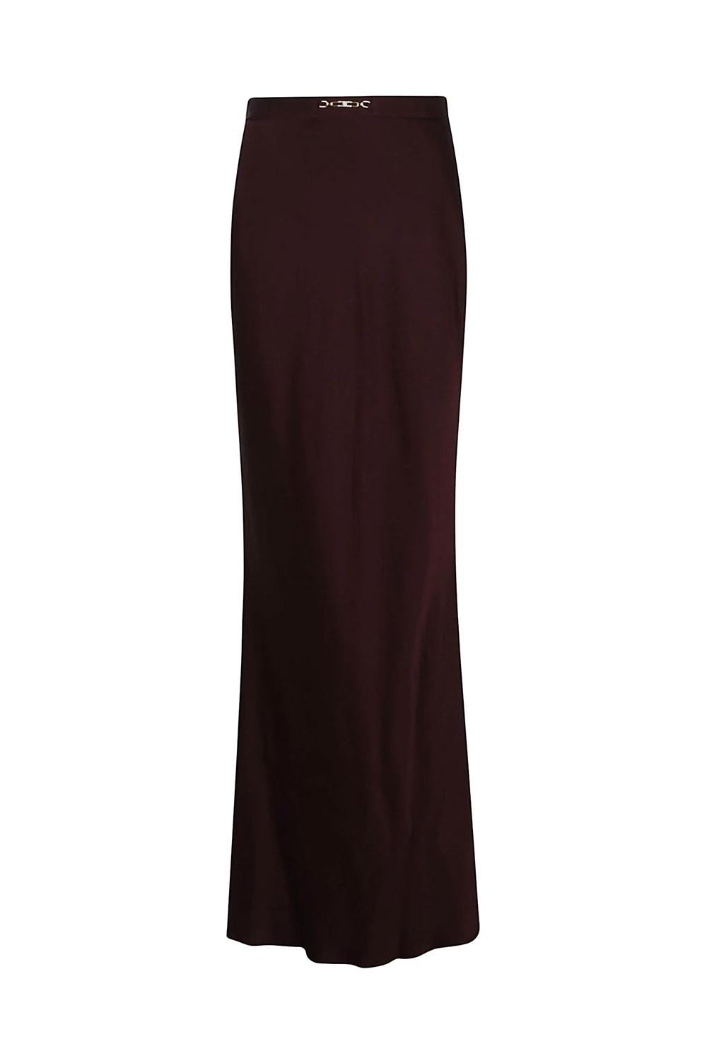 Gonna in satin crêpe con dettaglio gioiello<BR/> GO112 56E2EA4 Elisabetta Franchi 