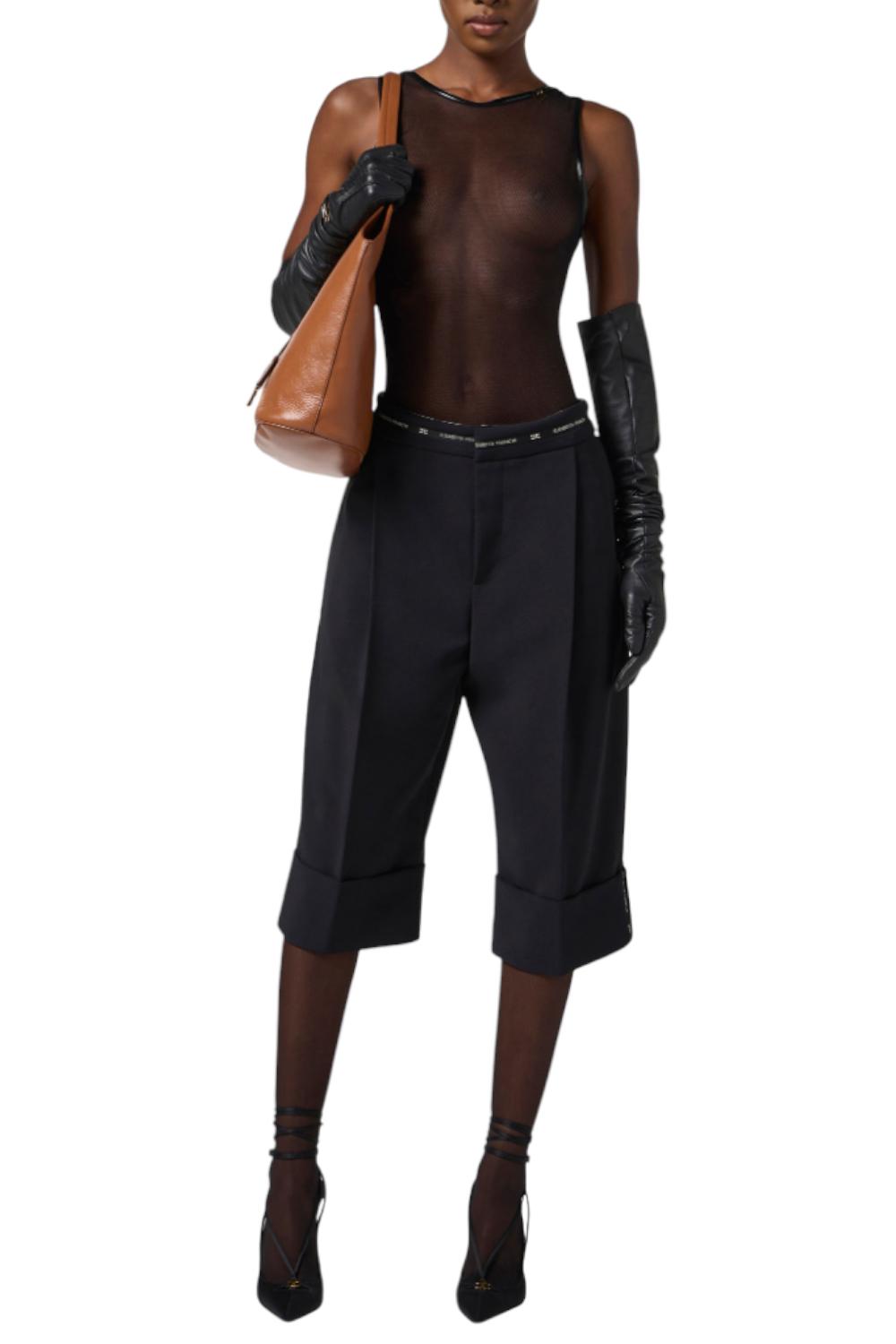 Body in tulle con dettagli in vinile<BR/> BO013 57E2110 Elisabetta Franchi 