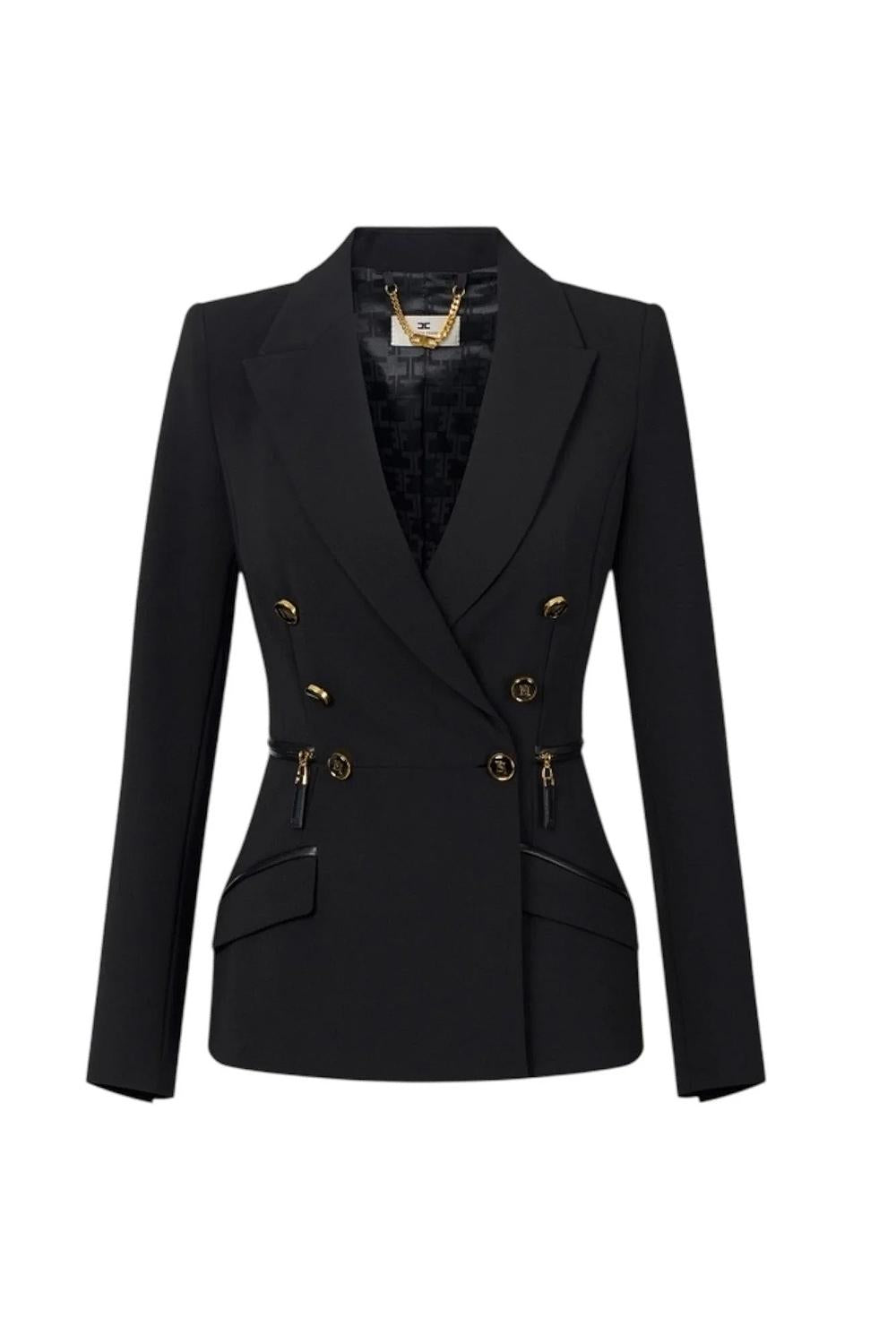 Giacca in crêpe leggero con dettagli zip<BR/> GI172 56E2110 Elisabetta Franchi 