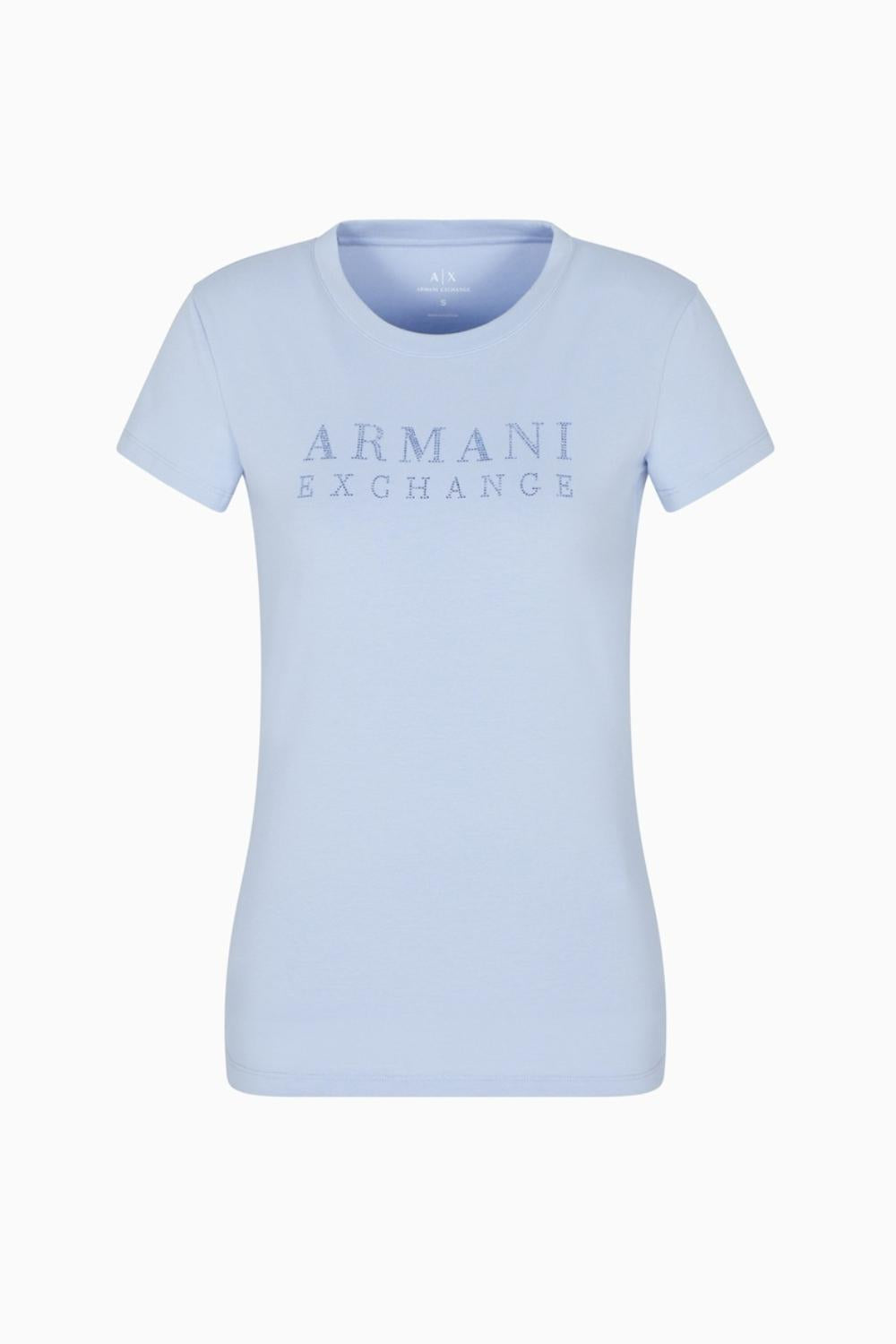 T-shirt Girocollo con Logo in Strass XW001349 AF17173U9334 Armani Exchange 