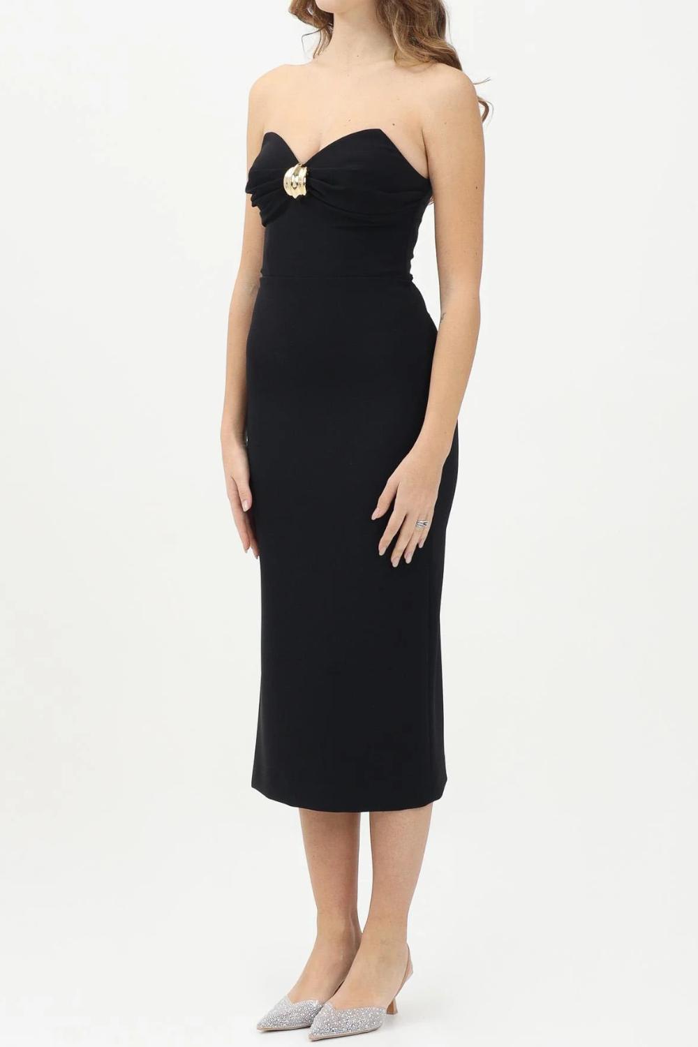 Tubino in crêpe fluido con macro fiocco<BR/> AB769 51E2110 Elisabetta Franchi 