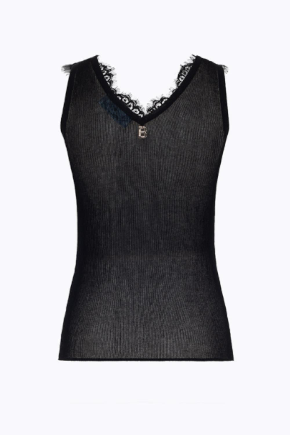 TOP IN COTONE A COSTINE CON PIZZO<BR/> RA5052 MA30M22222 Blugirl 
