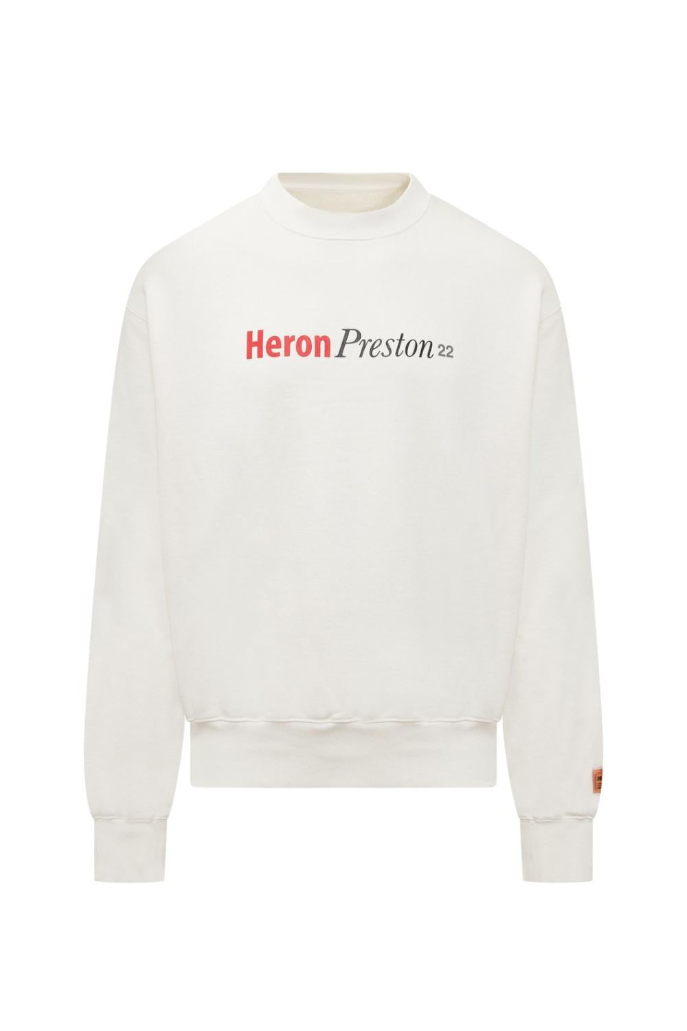 Felpa bianca This Is Not Logo Heron Preston con stampa frontale e label arancione HMBA020F22JER007 /0184 Heron Preston 