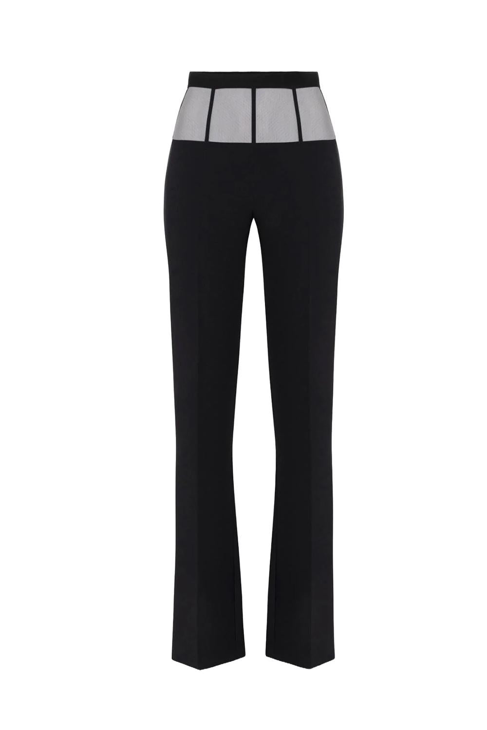 Pantaloni in crêpe con baschina in tulle<BR/> PA008 51E2110 Elisabetta Franchi 