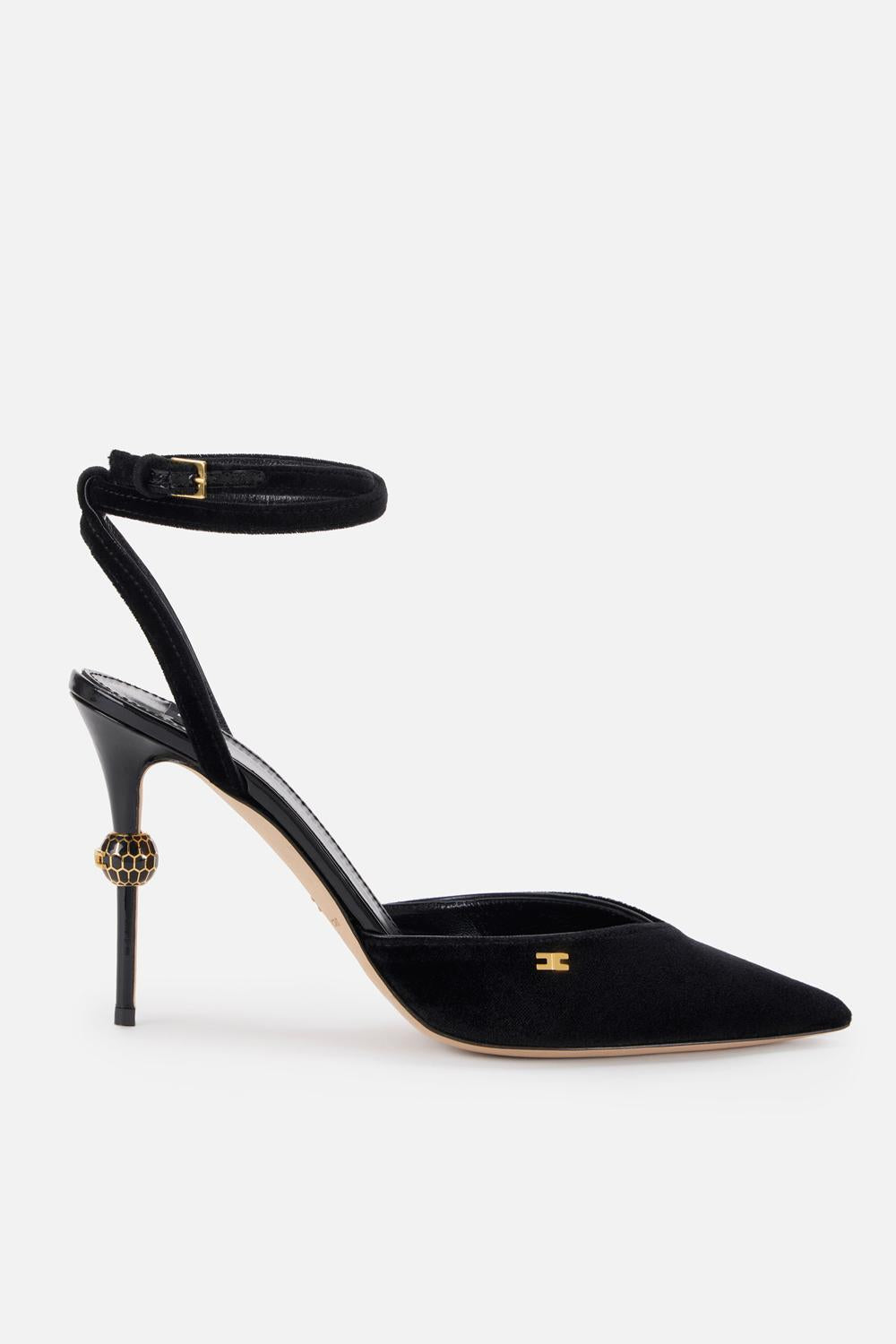 Slingback in pelle con tacco gioiello<BR/> SA74L 57E2110 Elisabetta Franchi 