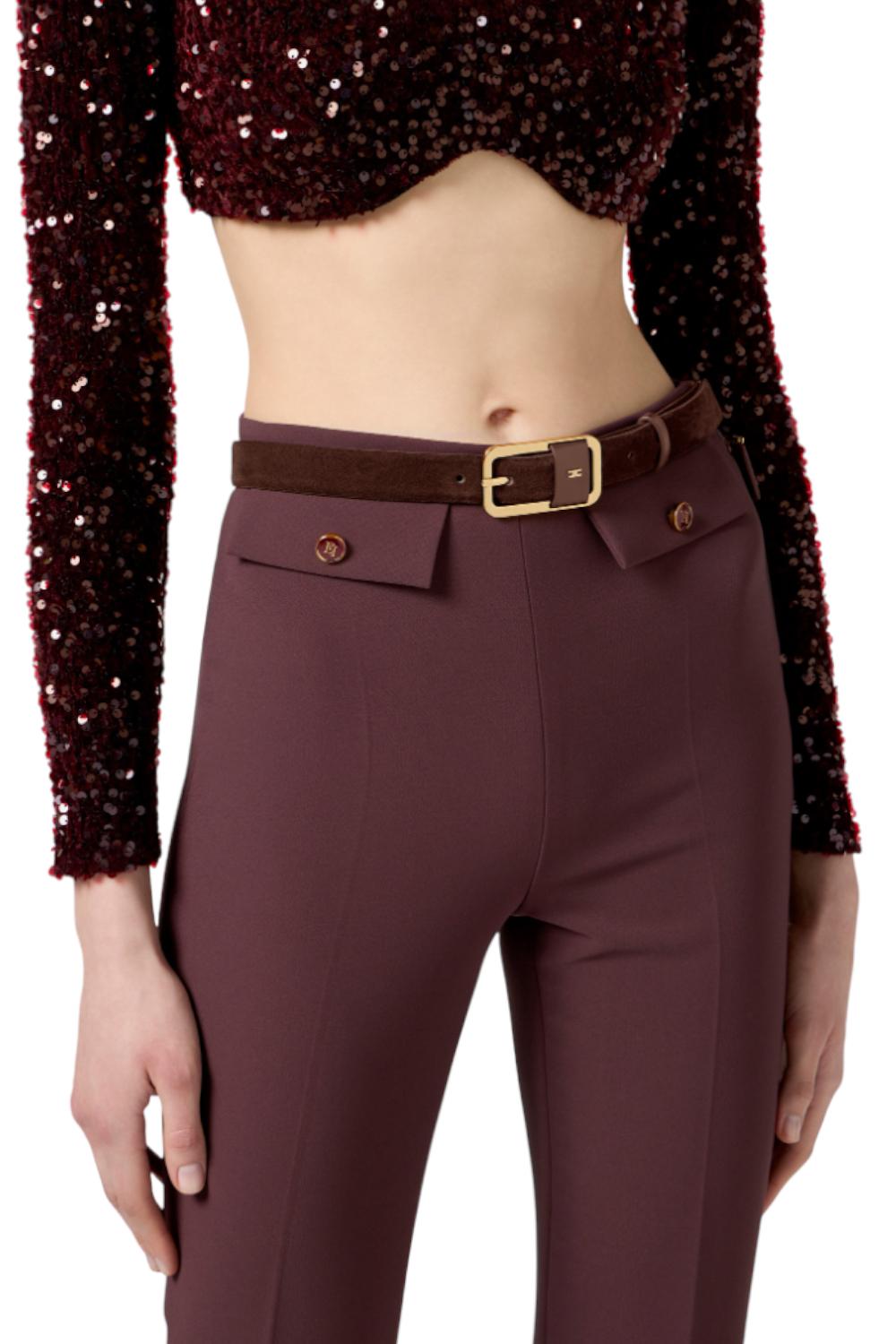 Cintura in pelle con logo a rilievo<BR/> CT42S 58E2EA3 Elisabetta Franchi 