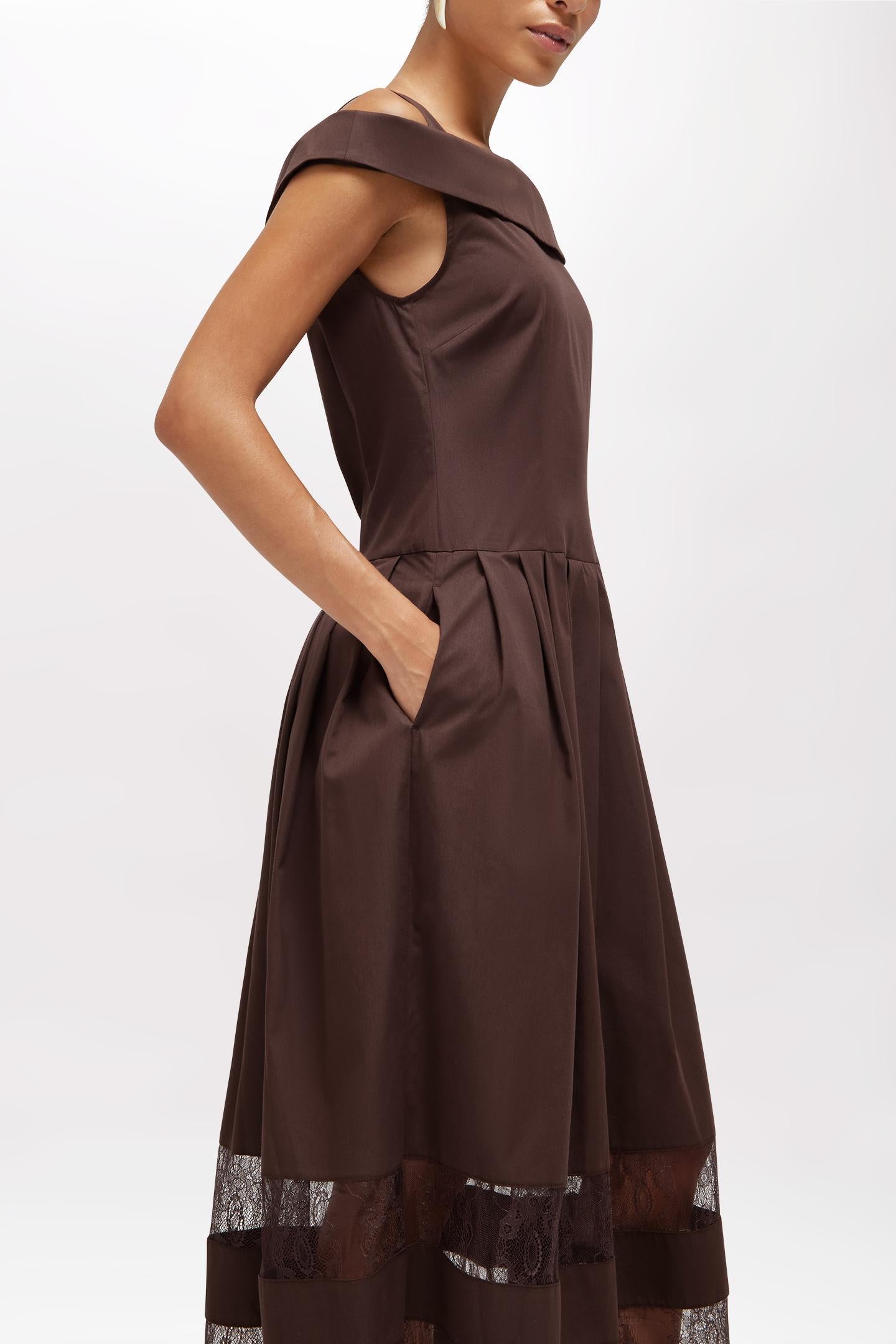 ABITO MIDI IN COTONE E PIZZO RA6154 T544A90913 Blugirl 