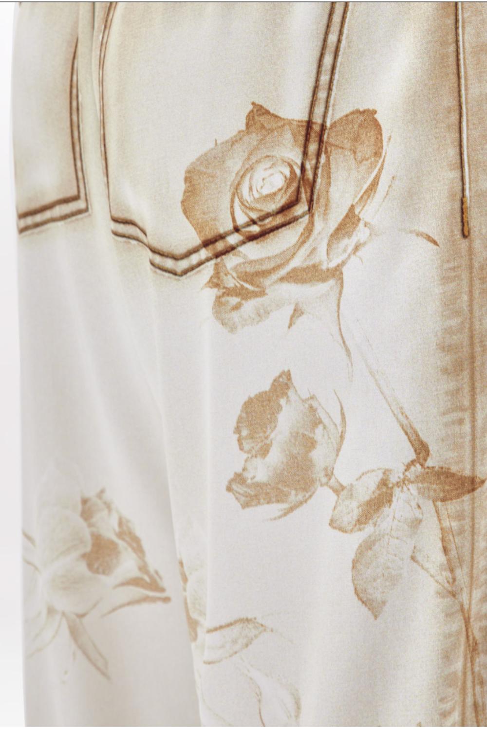 PANTALONI A PALAZZO IN RASO EFFETTO DENIM<BR/> RA5073 T3836M9337 Blugirl 