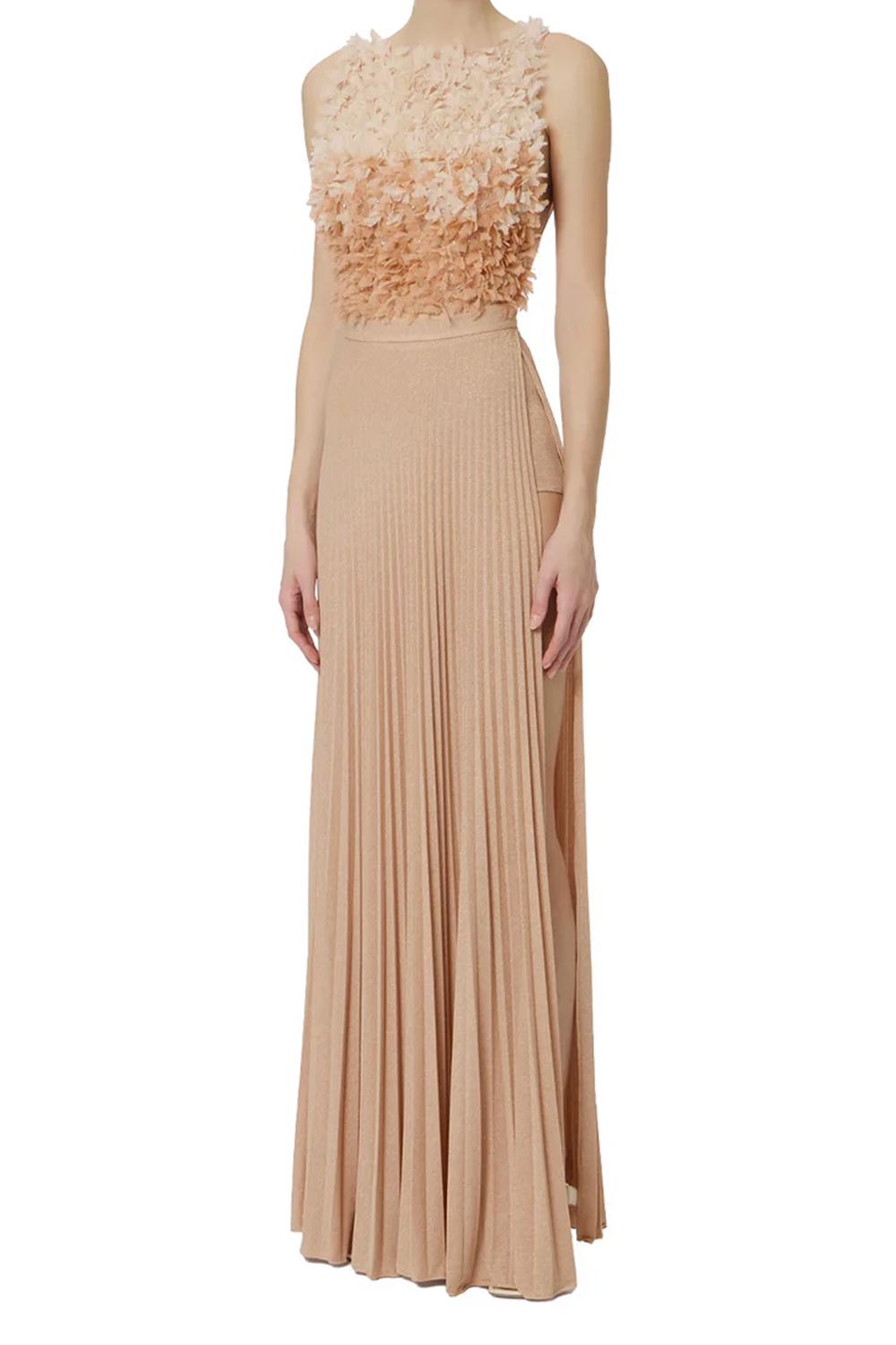 Vestito Lungo con Top in Tulle e Petali 3D ABR44 62E2X81 Elisabetta Franchi 