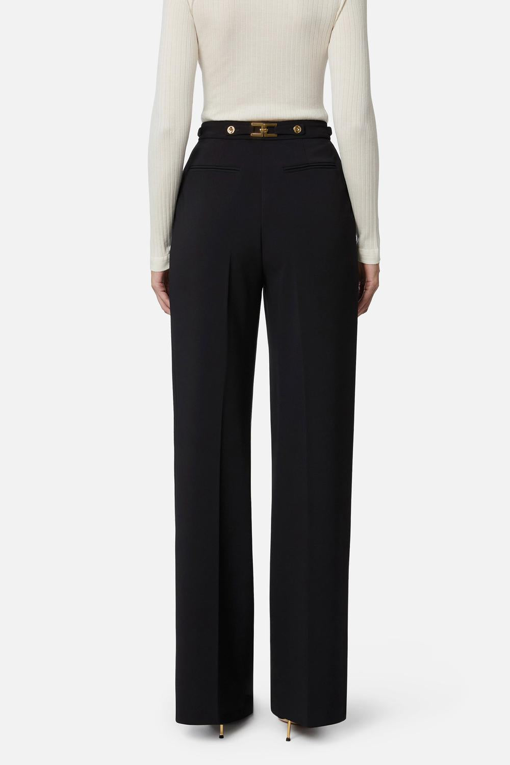 Pantaloni in crêpe con accessorio gioiello PA099 56E2110 Elisabetta Franchi 