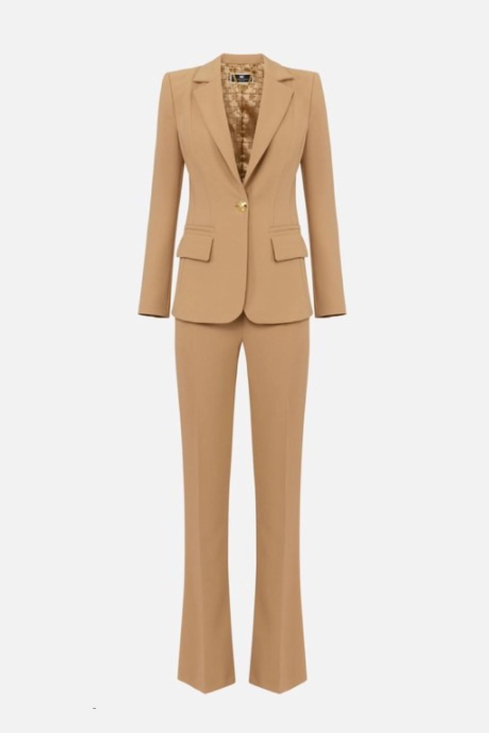 Tailleur in crêpe stretch con giacca sfiancata e pantalone dritto<BR/> TP003 46E2CG4 Elisabetta Franchi 