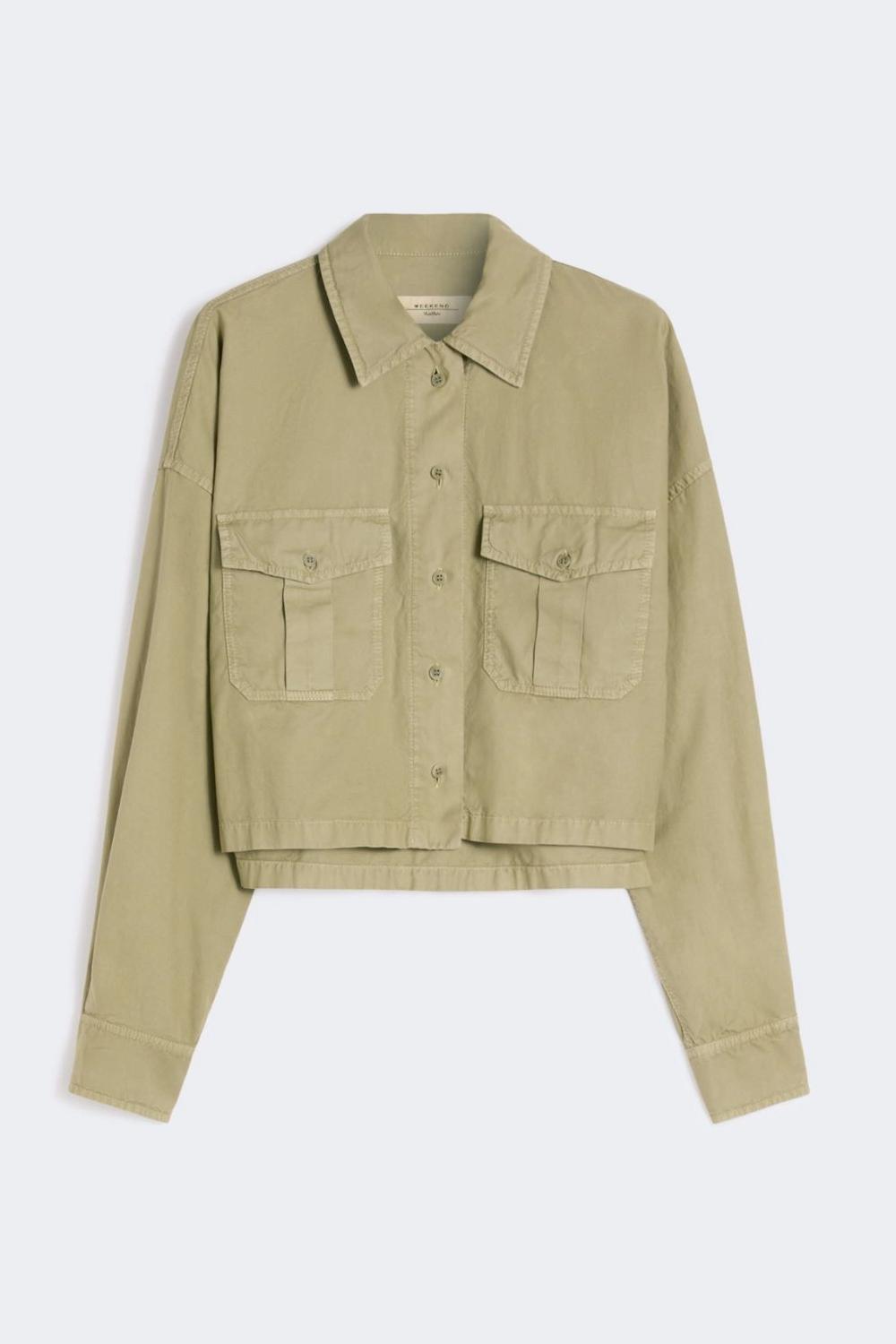 Camicia boxy in panama di cotone WKDACCENNI 003VERDE OLIVA Max Mara Weekend 