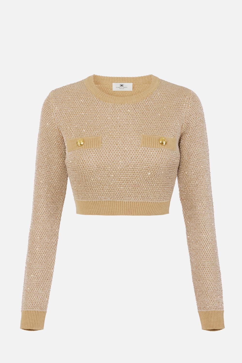 Top in maglia con paillettes MK56T 57E2EA2 Elisabetta Franchi 