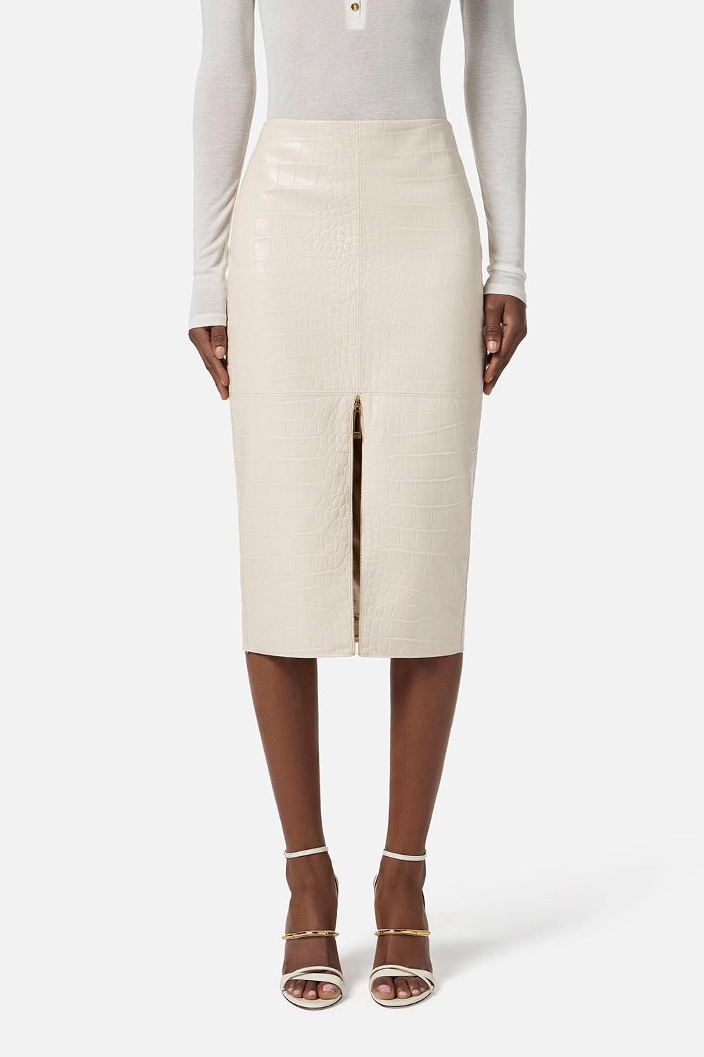 Gonna con texture stampa cocco<BR/> GO108 58E2DZ9 Elisabetta Franchi 