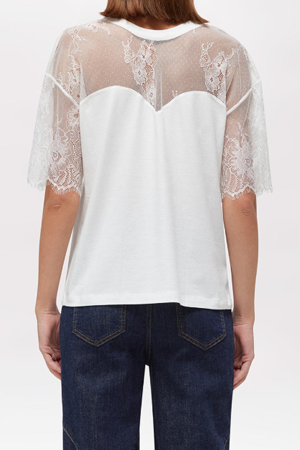 T-SHIRT IN JERSEY CON INSERTI IN PIZZO RA6132 J500311111 Blugirl 