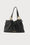 Borsa a spalla Love Moschino nera con logo in metallo