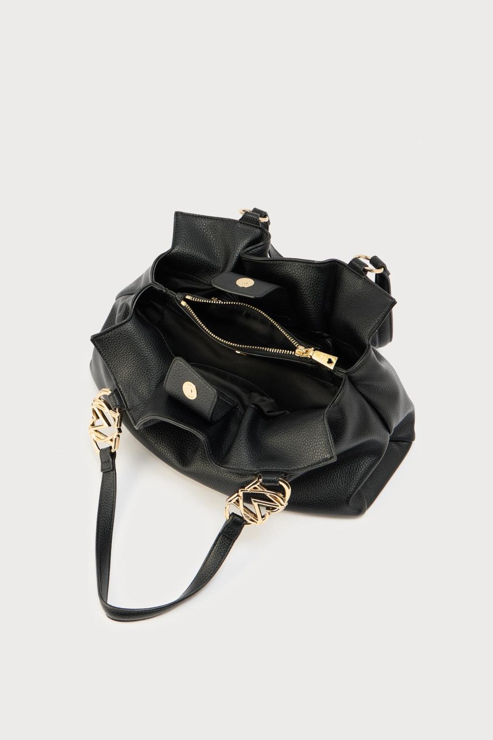 Borsa a spalla Love Moschino nera con logo in metallo JC4009PP1O LB0000 Love Moschino 