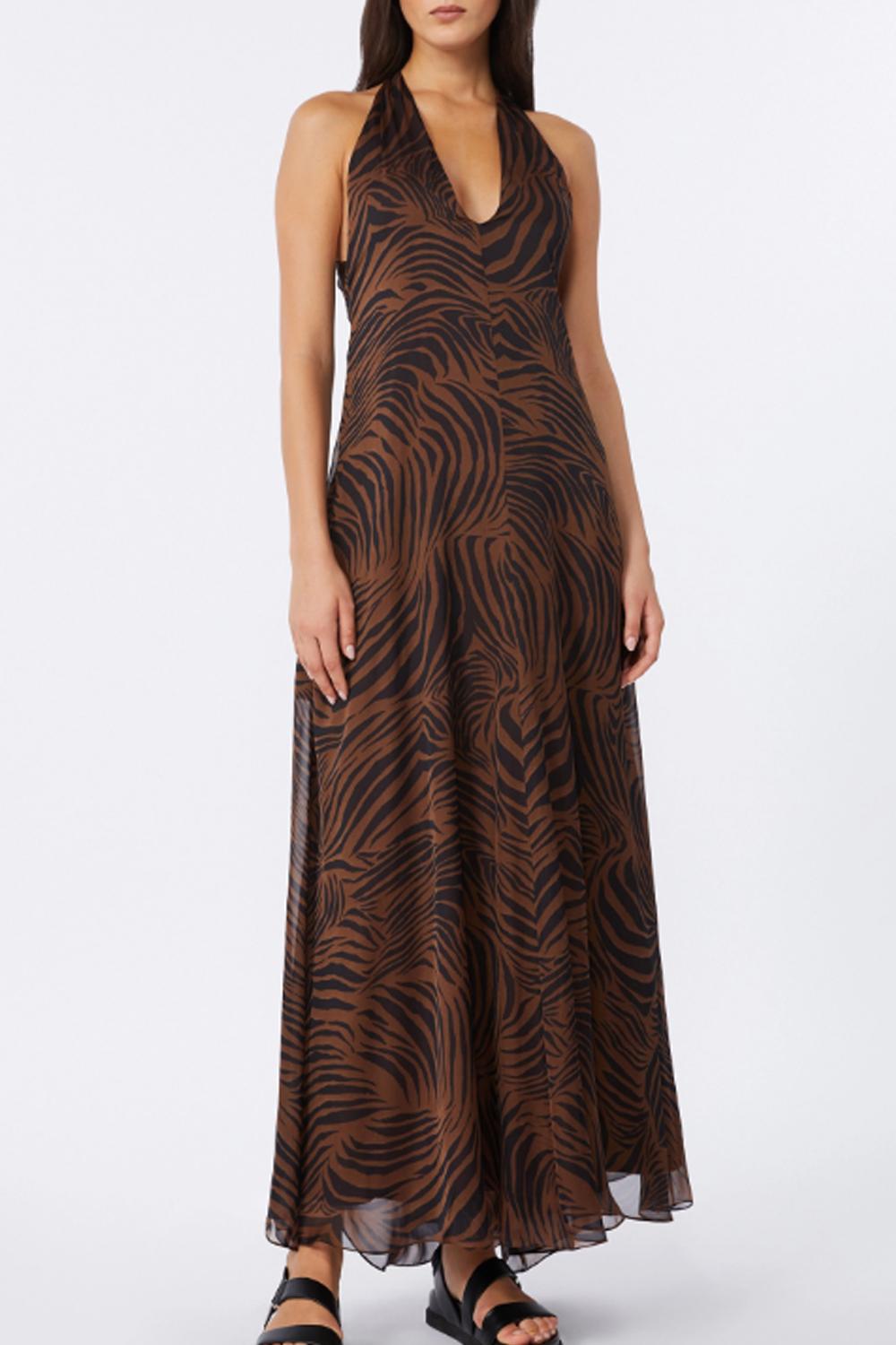 Abito in chiffon di seta stampato MSTSALICE 002MARRONE Max Mara Studio 