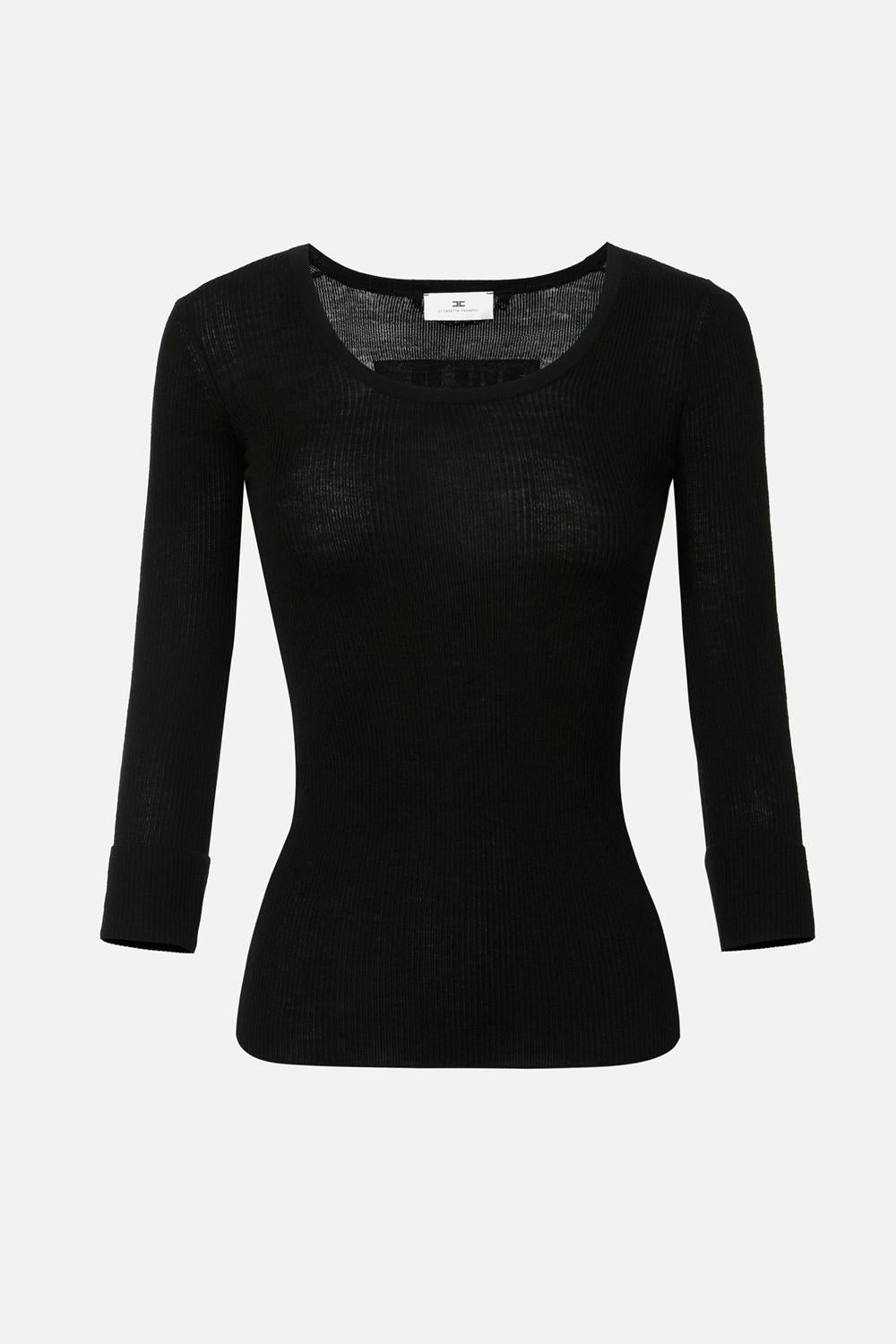 Top in maglia con dettaglio lettering<BR/> MK41B 57E2110 Elisabetta Franchi 