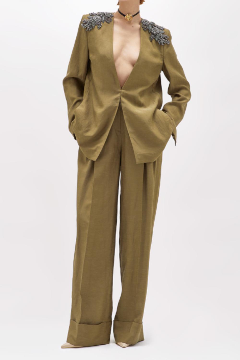 PANTALONI WIDE LEG IN MISTO LINO<BR/> RA5161 T882390622 Blugirl 