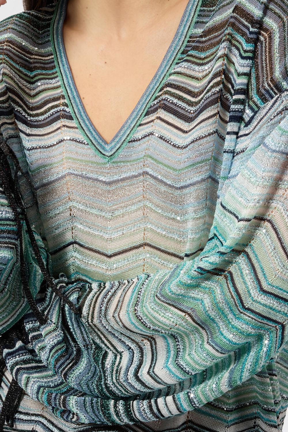 Blusa over in viscosa chevron lamé con paillettes DS26SJ0F BK01H9SMSN4 Missoni 