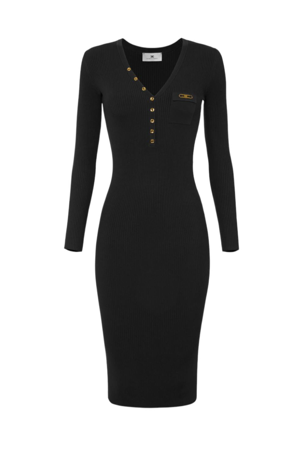 Abito in maglia a costine con taschino<BR/> AM10B 56E2110 Elisabetta Franchi 