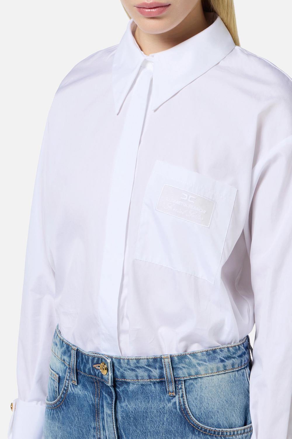 Camicia in popeline con taschino ricamato<BR/> CA092 51E2100 Elisabetta Franchi 