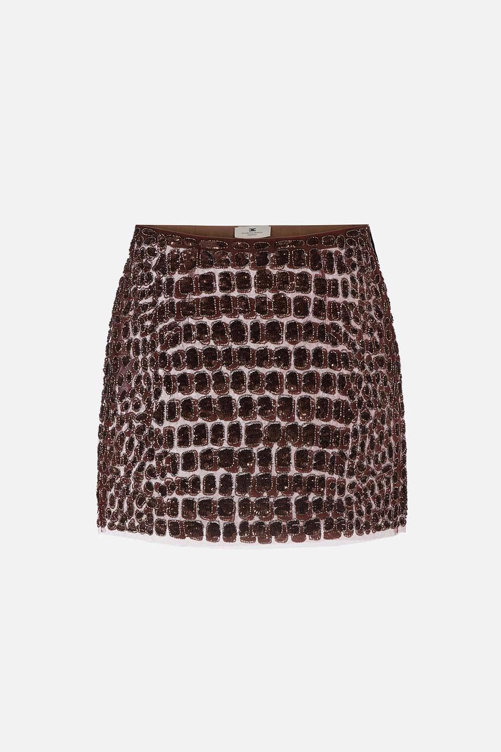 Gonna in tulle con ricami cocco<BR/> GO139 57E2EA3 Elisabetta Franchi 
