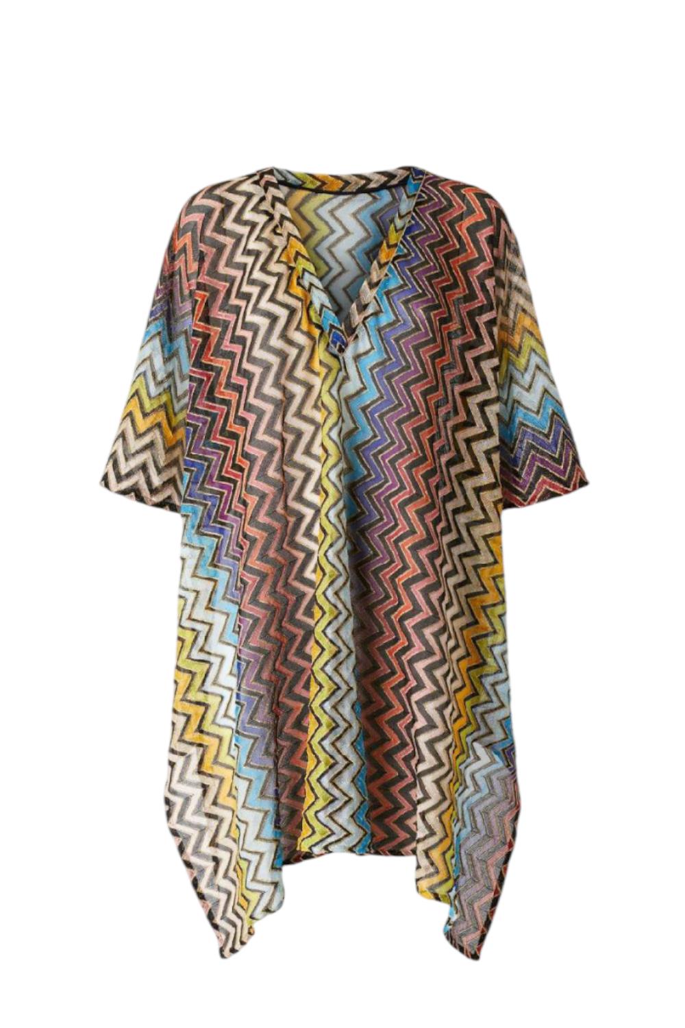 kaftano corto in viscosa con scollo a v profondo e fantasia zigzag multicolor MS25SQ2N BR012RSM9QH Missoni 