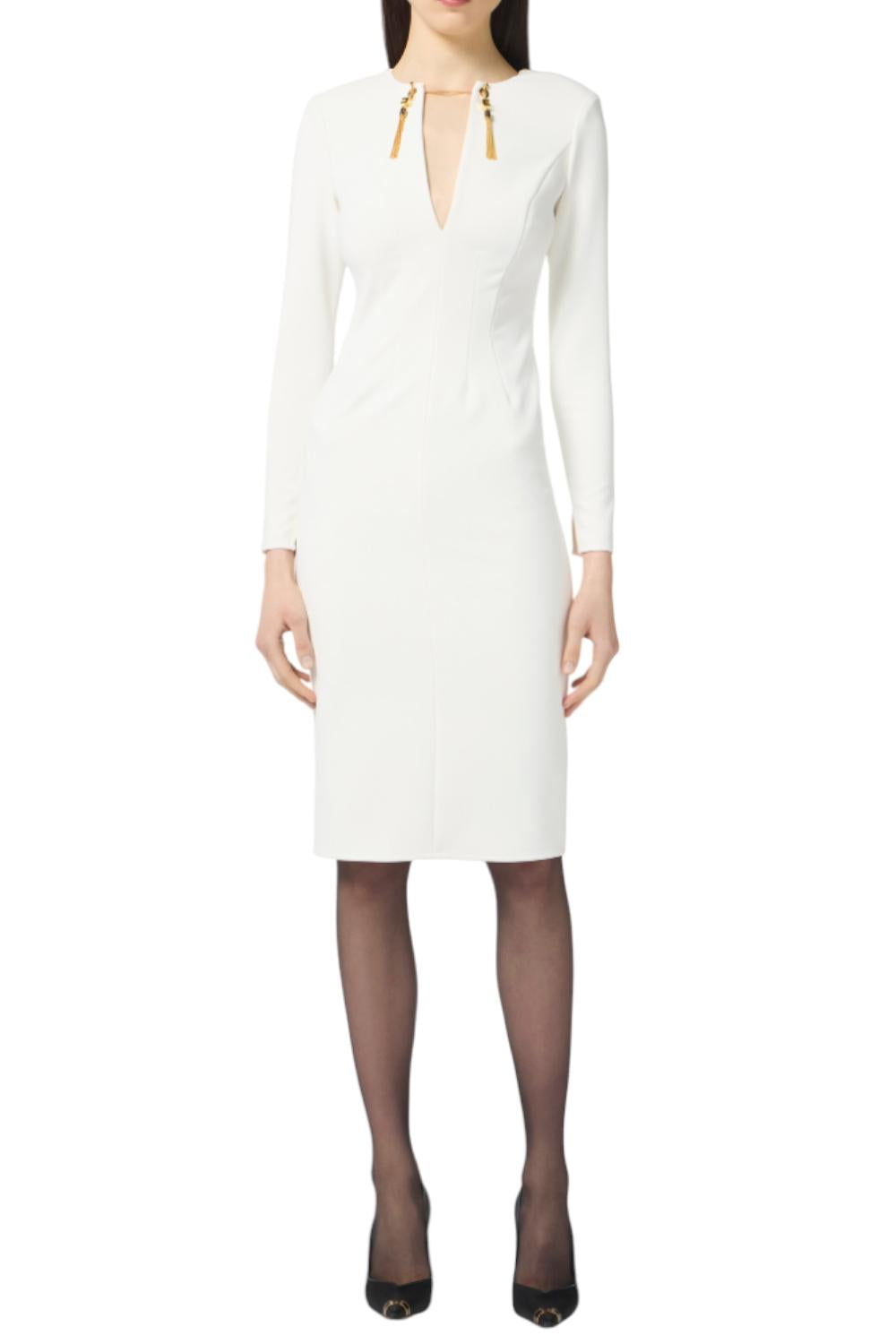 Abito in crêpe leggero con catena gioiello<BR/> AB805 57E2360 Elisabetta Franchi 