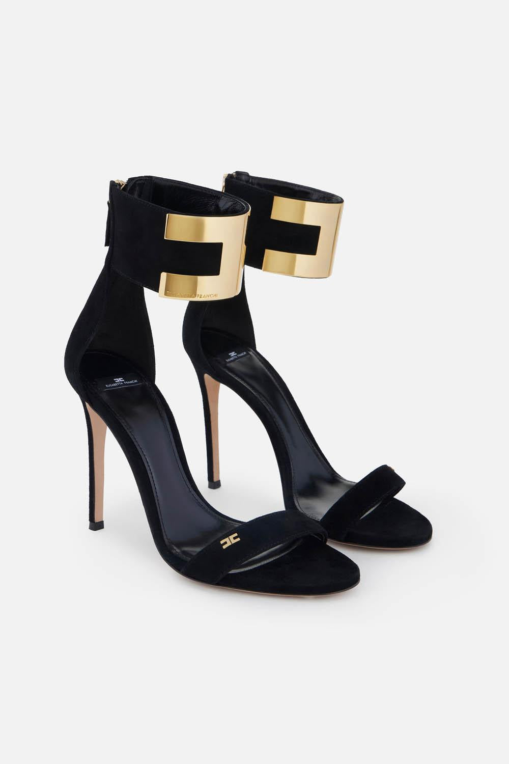 Sandali in suede con logo gioiello SA91L 62E2110 Elisabetta Franchi 
