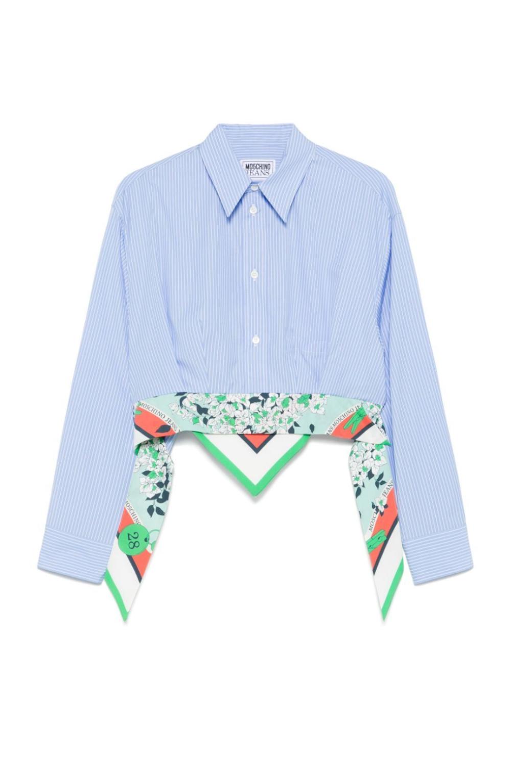 Camicia crop in popeline rigato con stampa foulard Moschino Jeans<BR/> 0216 37251303 Moschino Jeans 