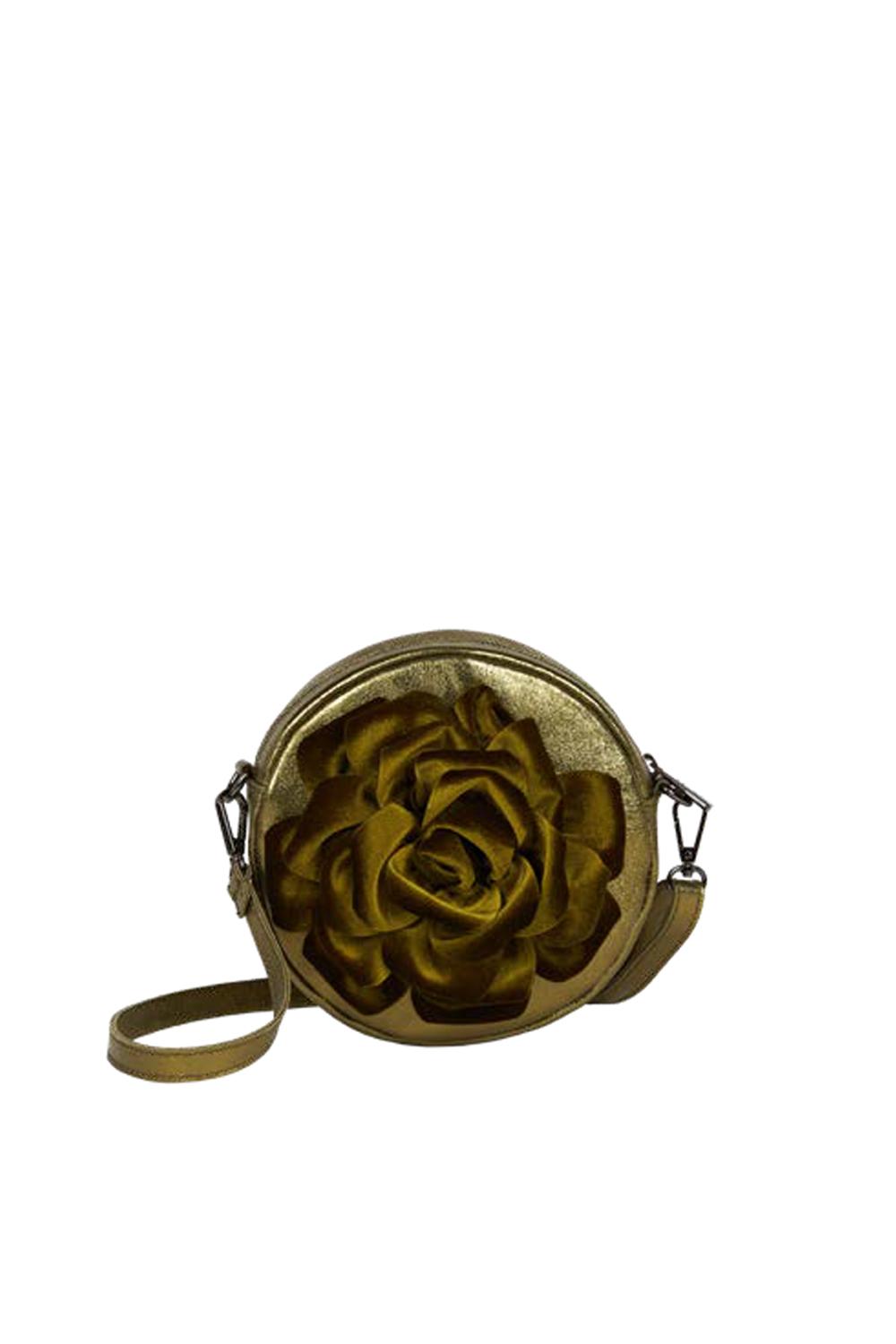 M*BRC Borsa Tracolla Tonda in Pelle  Linea MiniDream con Fiore in Velluto G205 /VERDE M Brc 