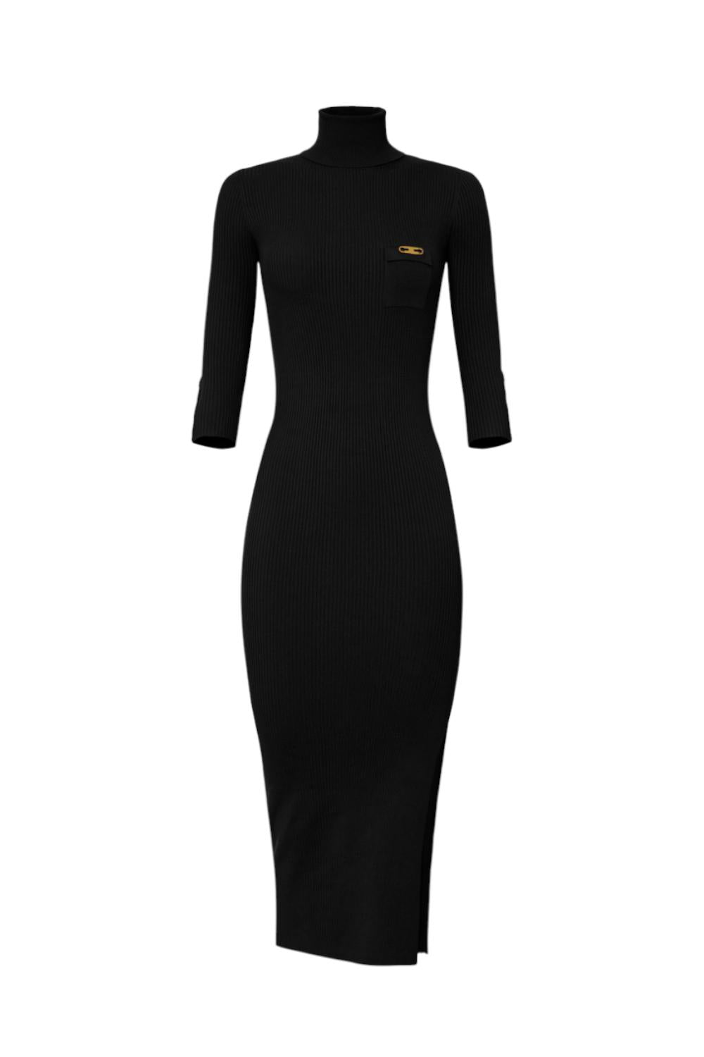 Abito in maglia a costine con taschino<BR/> AM23B 56E2110 Elisabetta Franchi 