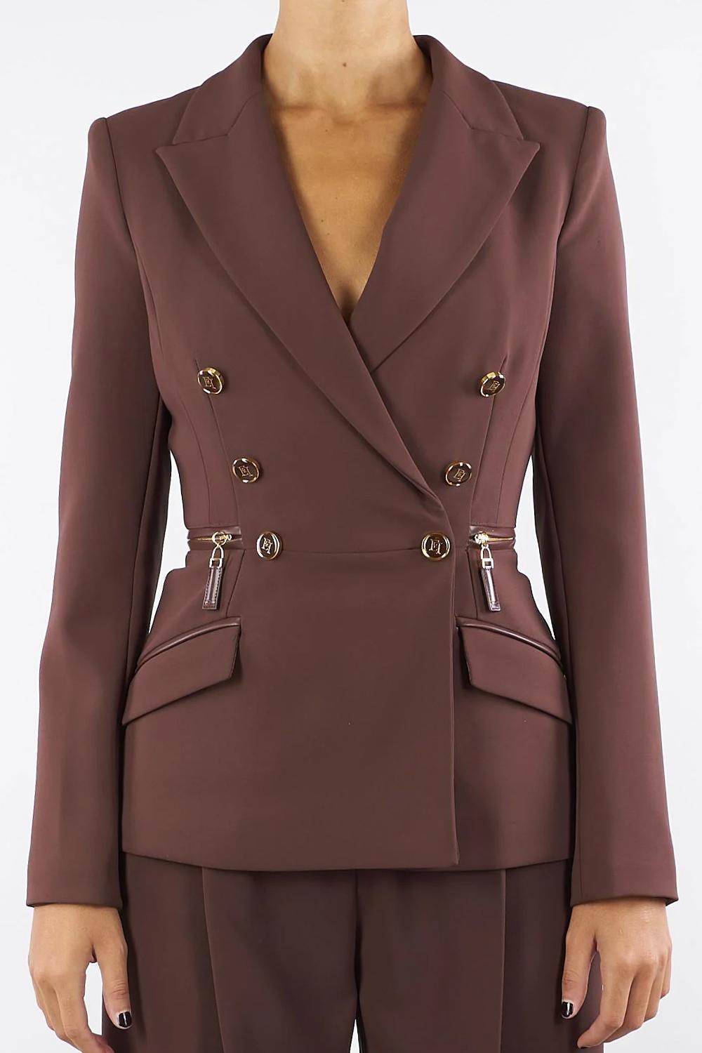 Giacca in crêpe leggero con dettagli zip<BR/> GI172 56E2EA3 Elisabetta Franchi 