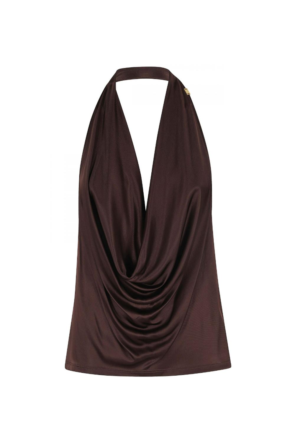 Top Elisabetta Franchi in Jersey di Viscosa Lucida con Scollo a Gronda<BR/> CN008 61E2644 Elisabetta Franchi 