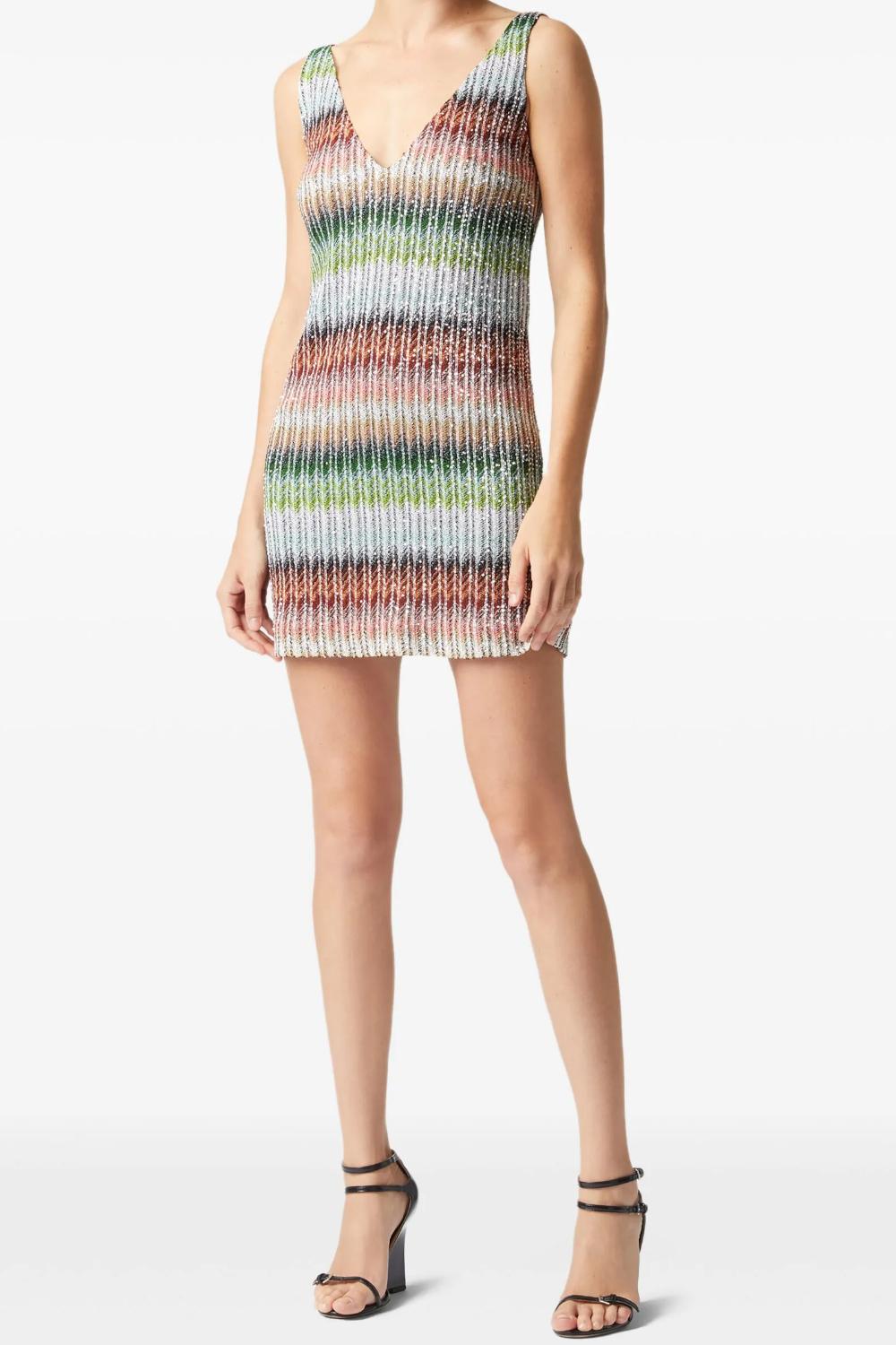 Abito corto a righe con paillettes<BR/> DS25SG1D BC0051SM9KP Missoni 