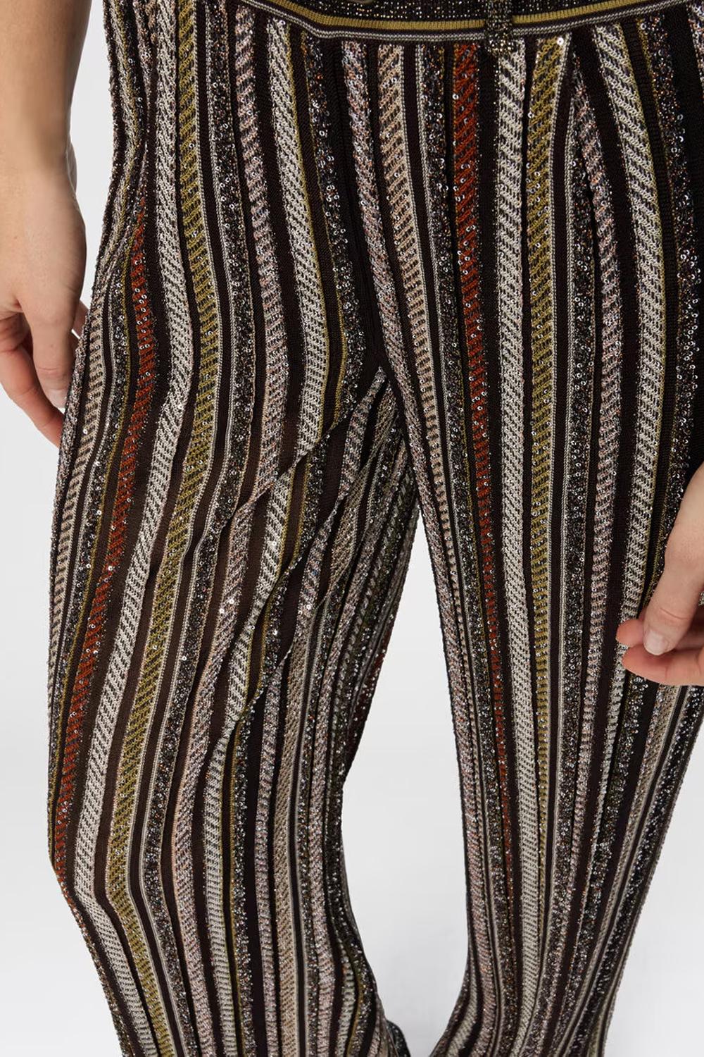 Pantalone lungo in maglia a righe spigata<BR/> DS25WI09 BK01C3SM9T5 Missoni 